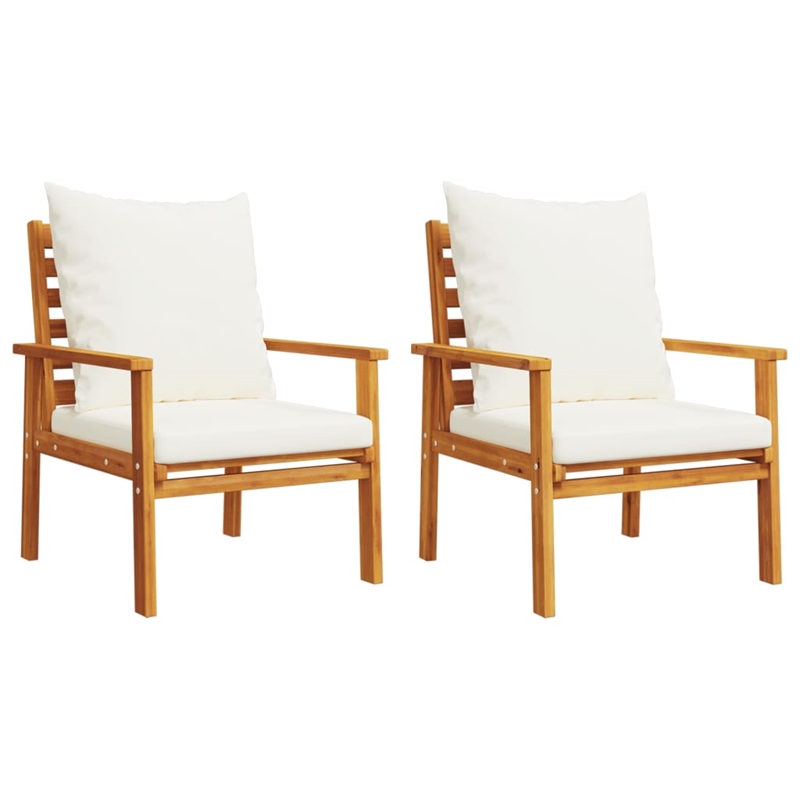 vidaXL 5 Piece Solid Acacia Wood Garden Lounge Set in White/Cream/Natural