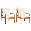 vidaXL 5 Piece Solid Acacia Wood Garden Lounge Set in White/Cream/Natural