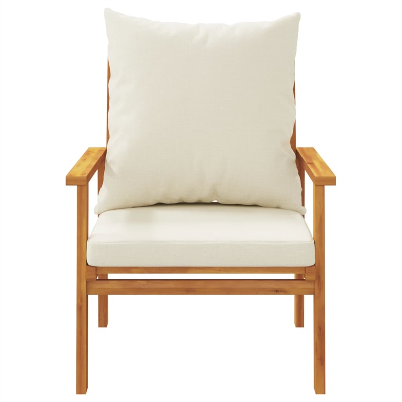 vidaXL 5 Piece Solid Acacia Wood Garden Lounge Set in White/Cream/Natural
