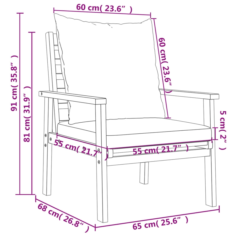 vidaXL 5 Piece Solid Acacia Wood Garden Lounge Set in Gray