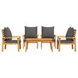 vidaXL 5 Piece Solid Acacia Wood Garden Lounge Set in Gray