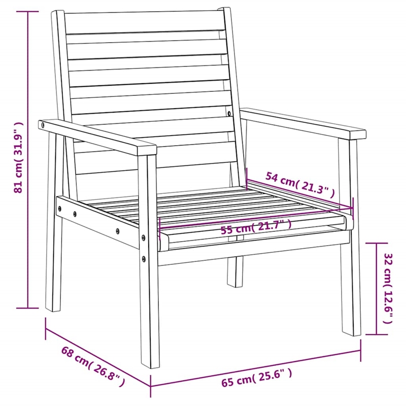 vidaXL Solid Acacia Wood Medium Garden Lounge Set in Natural