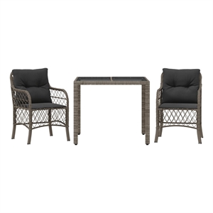 vidaXL 3 Piece Steel Bistro Set in Gray