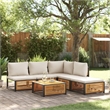 vidaXL 6 Piece Solid Acacia Wood Sofa Set in White/Cream