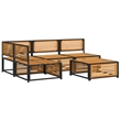 vidaXL 5 Piece Solid Acacia Wood Sofa Set in White/Cream