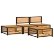 vidaXL 4 Piece Solid Acacia Wood Sofa Set in White/Cream