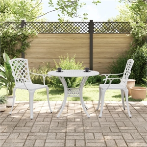 vidaXL 3 Piece Aluminum Medium Bistro Set in White