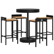 vidaXL 5 Piece Solid Acacia Wood Bar Set in Black