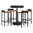 vidaXL 5 Piece Solid Acacia Wood Bar Set in Black