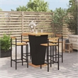 vidaXL 5 Piece Solid Acacia Wood Bar Set in Black