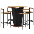 vidaXL 5 Piece Solid Acacia Wood Bar Set in Black