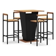 vidaXL 5 Piece Solid Acacia Wood Bar Set in Black