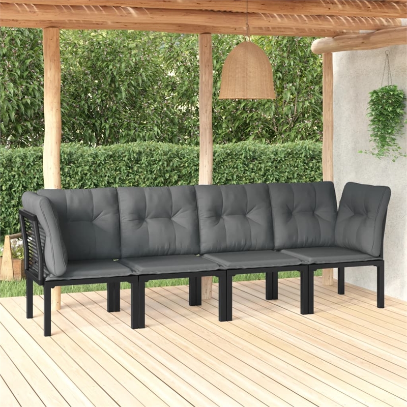 vidaXL 4 Piece Steel Garden Lounge Set in Black/Gray
