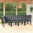 vidaXL 4 Piece Steel Garden Lounge Set in Black/Gray