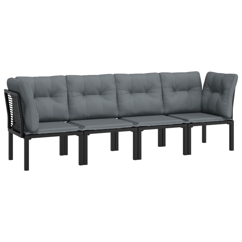 vidaXL 4 Piece Steel Garden Lounge Set in Black/Gray