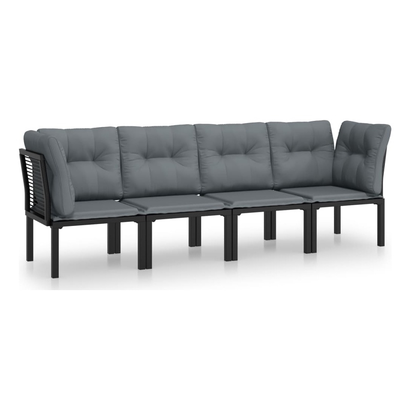 vidaXL 4 Piece Steel Garden Lounge Set in Black/Gray