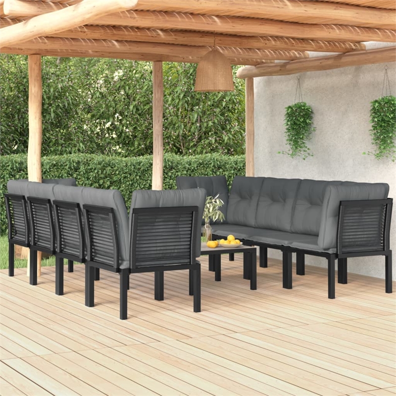 vidaXL 9 Piece Steel Garden Lounge Set in Black/Gray