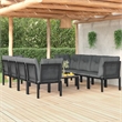 vidaXL 9 Piece Steel Garden Lounge Set in Black/Gray