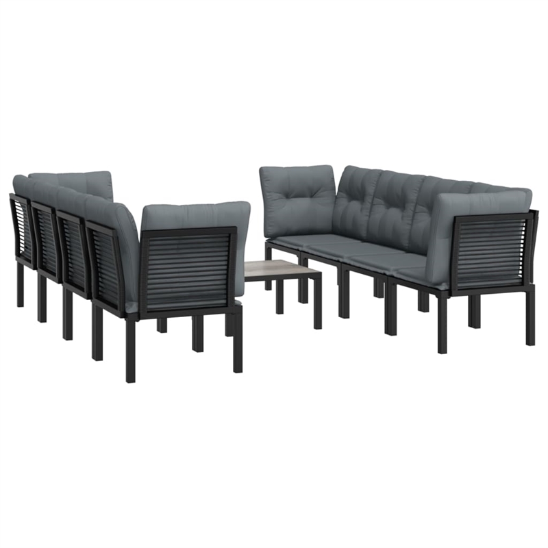 vidaXL 9 Piece Steel Garden Lounge Set in Black/Gray