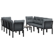 vidaXL 9 Piece Steel Garden Lounge Set in Black/Gray