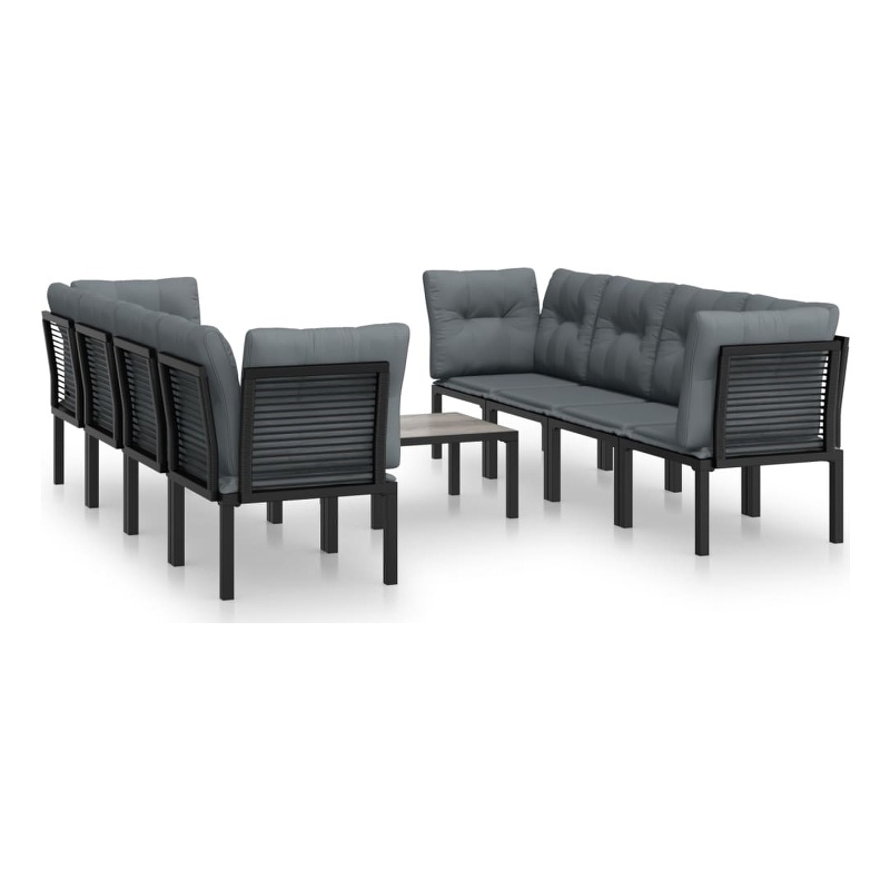 vidaXL 9 Piece Steel Garden Lounge Set in Black/Gray