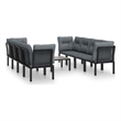 vidaXL 9 Piece Steel Garden Lounge Set in Black/Gray