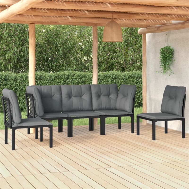vidaXL 5 Piece Steel Garden Lounge Set in Black/Gray