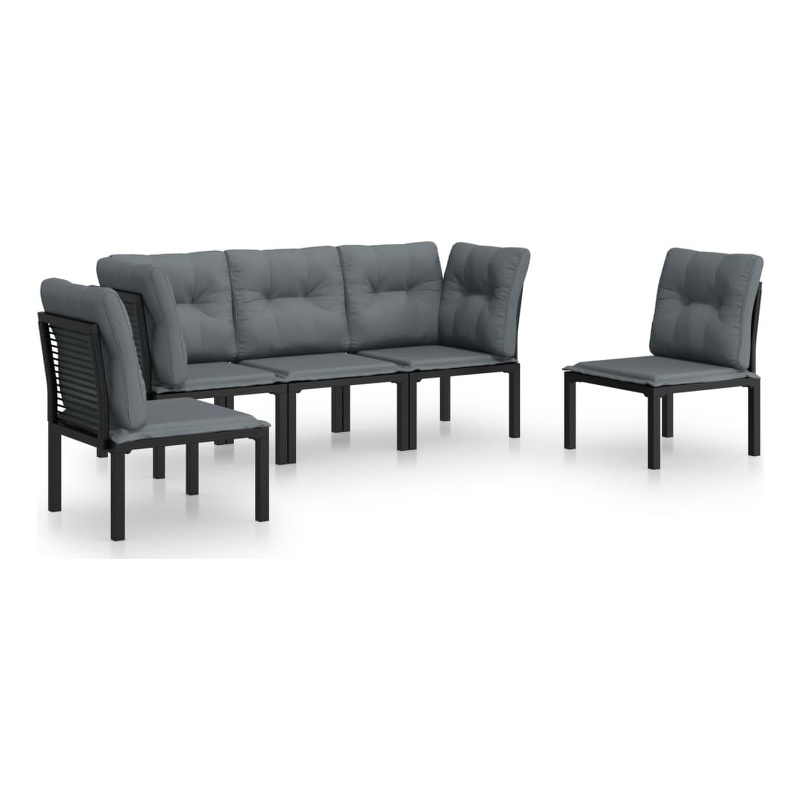 vidaXL 5 Piece Steel Garden Lounge Set in Black/Gray