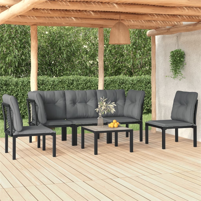 vidaXL 6 Piece Steel Garden Lounge Set in Black/Gray