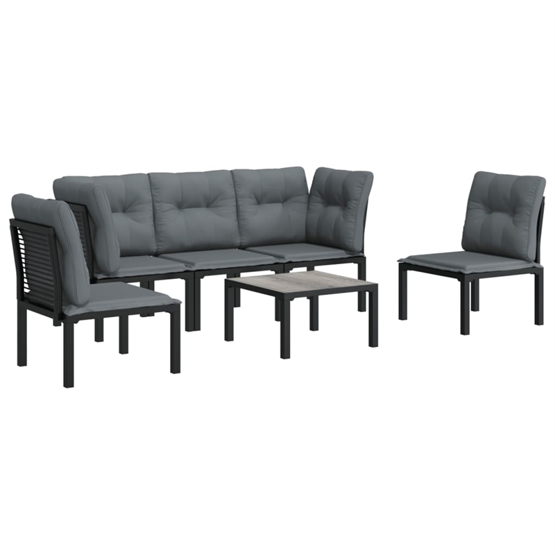 vidaXL 6 Piece Steel Garden Lounge Set in Black/Gray