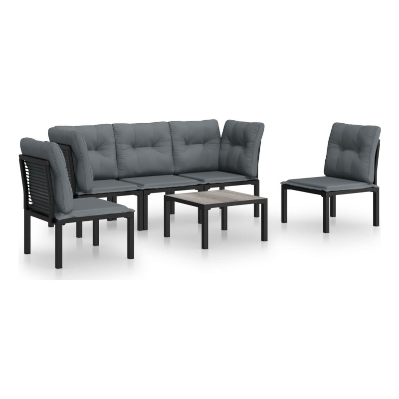 vidaXL 6 Piece Steel Garden Lounge Set in Black/Gray