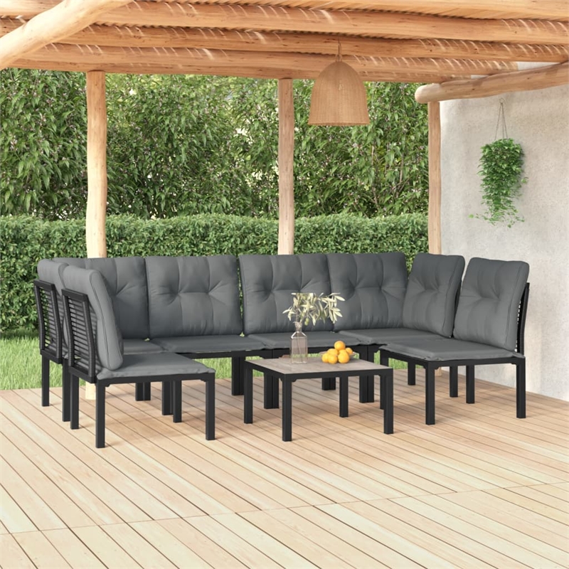 vidaXL Steel Small Garden Lounge Set in Black/Gray