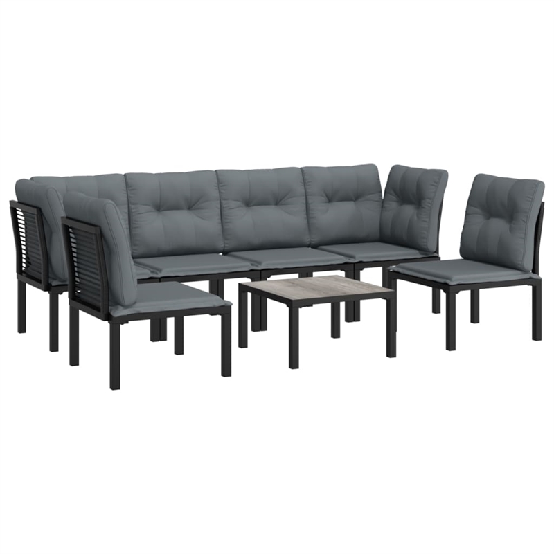 vidaXL Steel Small Garden Lounge Set in Black/Gray