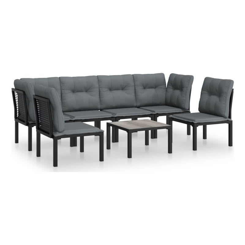 vidaXL Steel Small Garden Lounge Set in Black/Gray