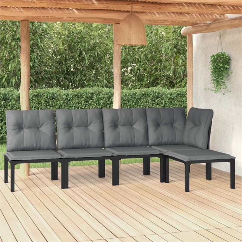 vidaXL 5 Piece Steel Garden Lounge Set in Black/Gray