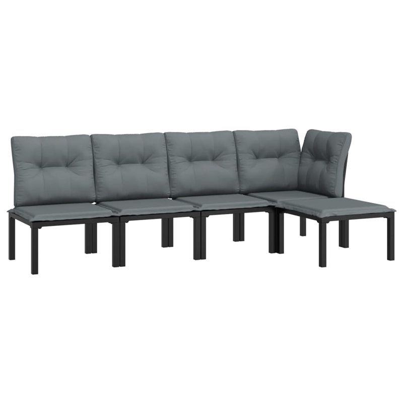 vidaXL 5 Piece Steel Garden Lounge Set in Black/Gray