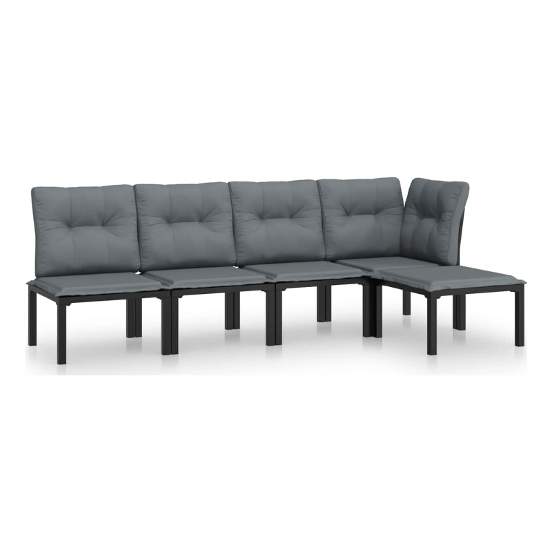 vidaXL 5 Piece Steel Garden Lounge Set in Black/Gray