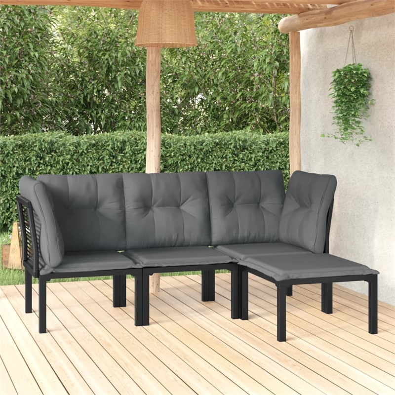 vidaXL 4 Piece Steel Garden Lounge Set in Black/Gray