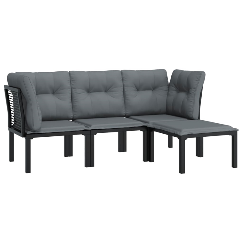 vidaXL 4 Piece Steel Garden Lounge Set in Black/Gray