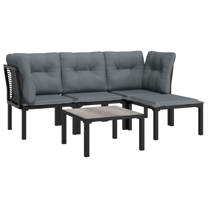 vidaXL 5 Piece Steel Garden Lounge Set in Black/Gray