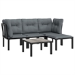 vidaXL 5 Piece Steel Garden Lounge Set in Black/Gray