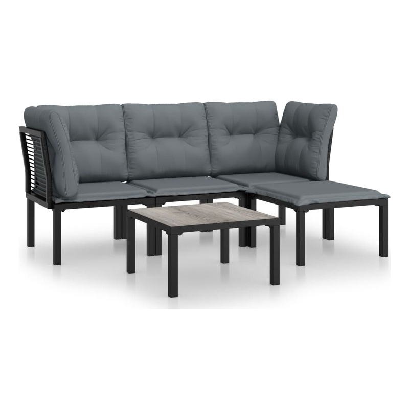 vidaXL 5 Piece Steel Garden Lounge Set in Black/Gray