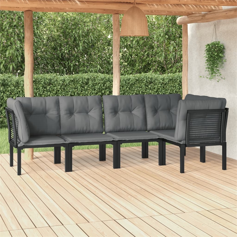 vidaXL 5 Piece Steel Garden Lounge Set in Black/Gray