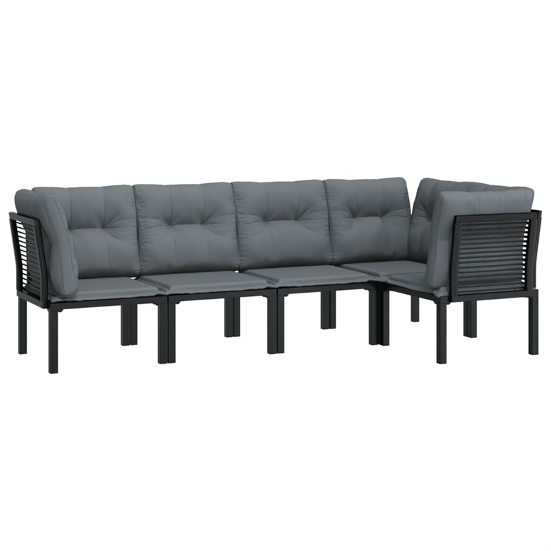 vidaXL 5 Piece Steel Garden Lounge Set in Black/Gray