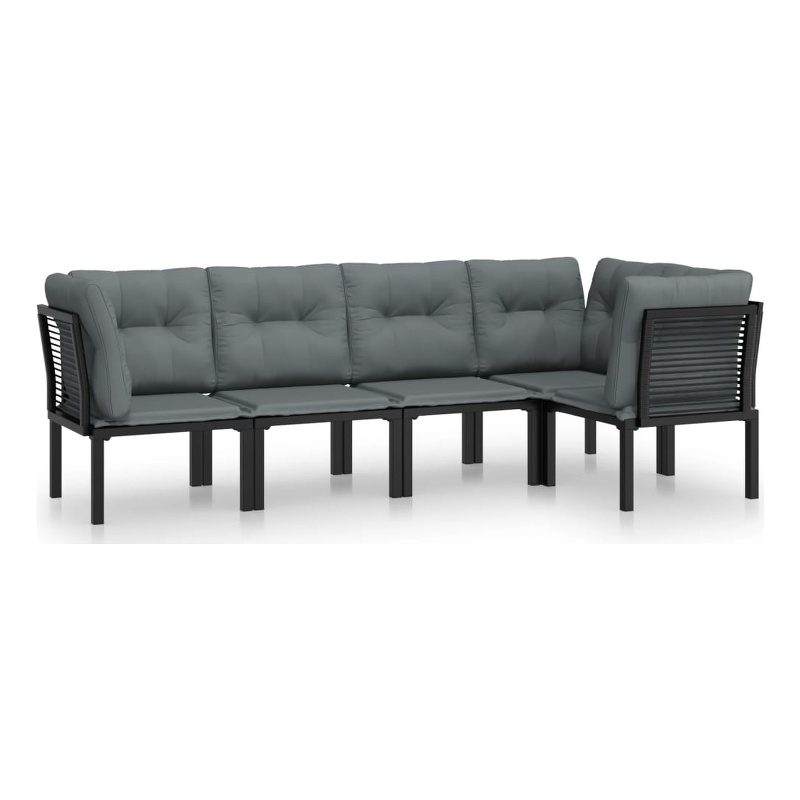 vidaXL 5 Piece Steel Garden Lounge Set in Black/Gray