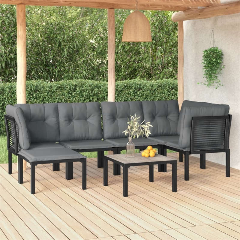vidaXL 7 Piece Steel Garden Lounge Set in Black/Gray