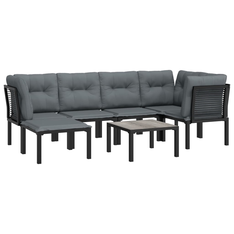 vidaXL 7 Piece Steel Garden Lounge Set in Black/Gray