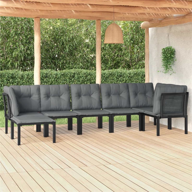 vidaXL 7 Piece Steel Garden Lounge Set in Black/Gray