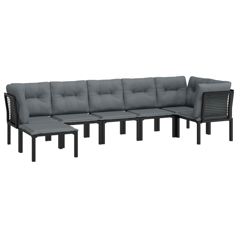 vidaXL 7 Piece Steel Garden Lounge Set in Black/Gray
