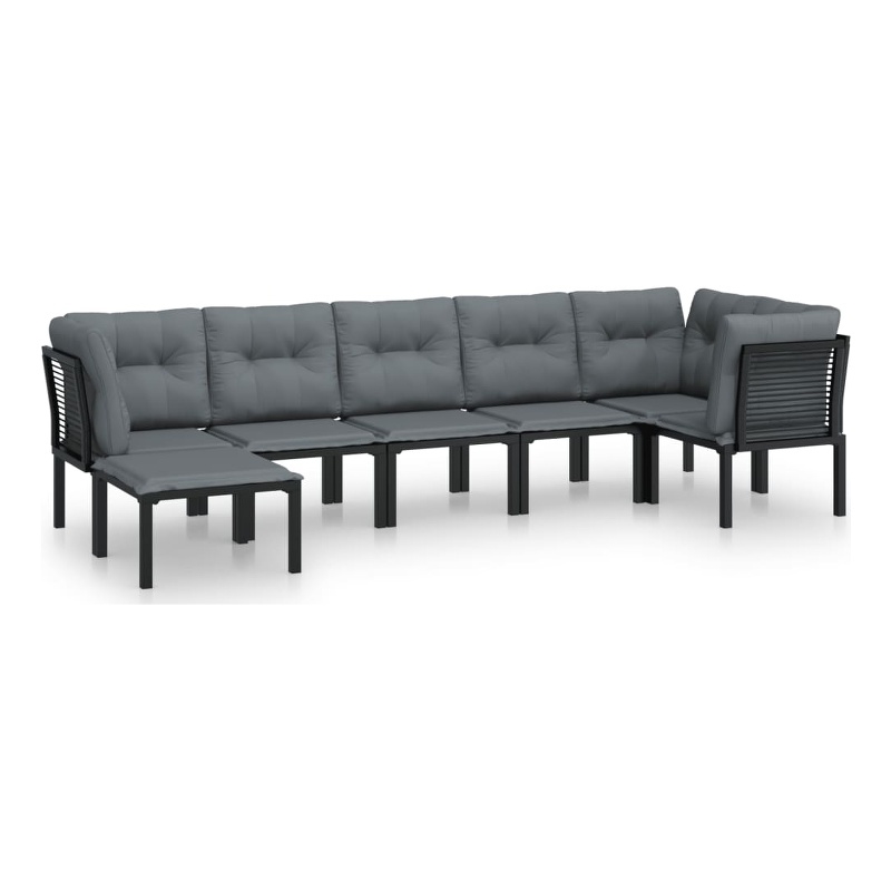 vidaXL 7 Piece Steel Garden Lounge Set in Black/Gray